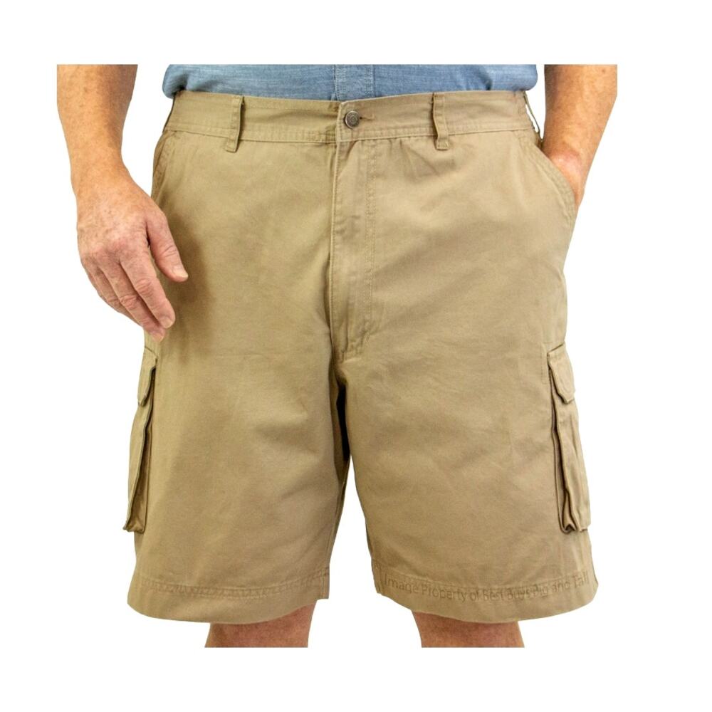 RocXL NWT Big & Tall Mens Khaki Cargo Twill Shorts 100% Cotton Sz 52  9" Inseam
